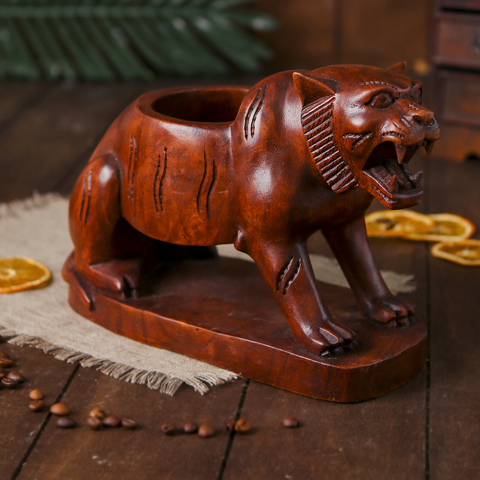 Подставка под бутылку "Тигр" дерево 27 см