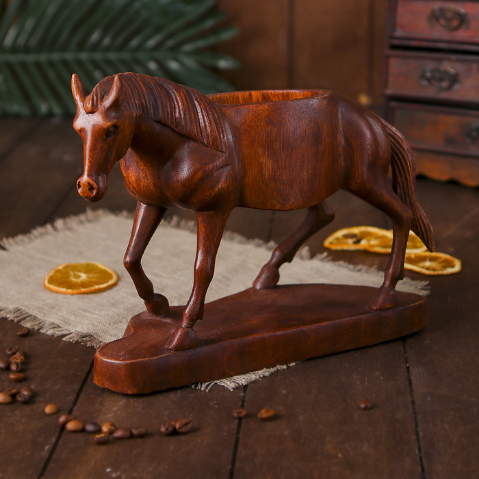 Подставка под бутылку "Лошадь" дерево 27 см