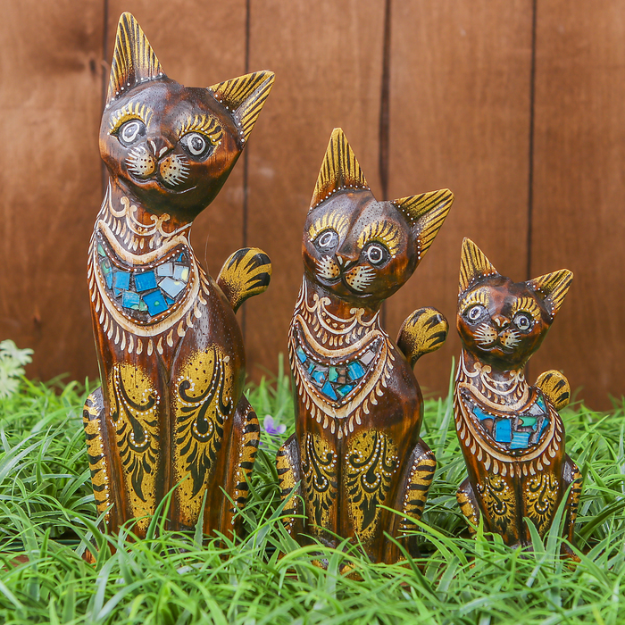 Сувенирный набор "Кошки" дерево 15,20,25 см