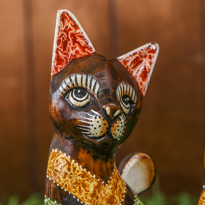 Сувенирный набор "Кошки счастья" дерево 15,20,25 см