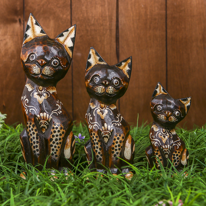 Сувенирный набор "Кошки удачи" дерево 15,20,25 см