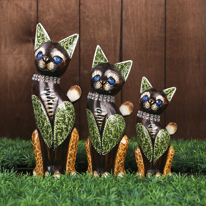 Сувенирный набор "Кошки добра" дерево 15,20,25 см