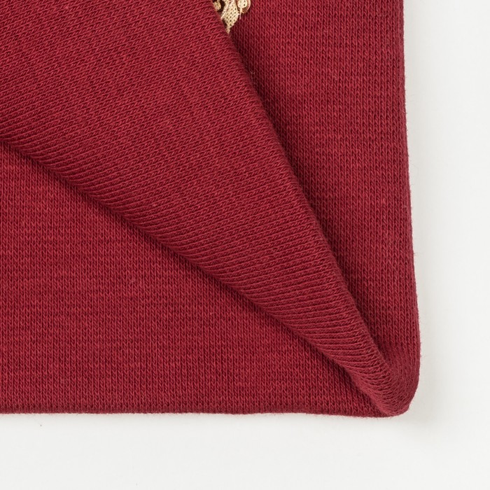 Набор шапка/снуд с сердцем из пайеток, бордо, р-р 50/54 см