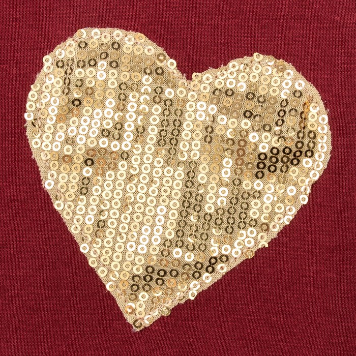 Набор шапка/снуд с сердцем из пайеток, бордо, р-р 54/58 см