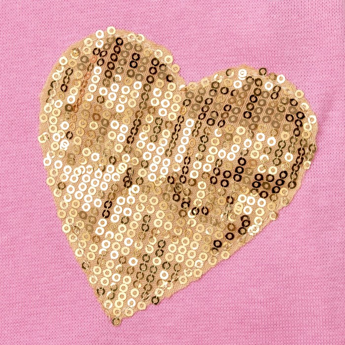 Набор шапка/снуд с сердцем из пайеток, розовый, р-р 54/58 см