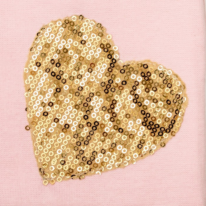 Набор шапка/снуд с сердцем из пайеток, св.розовый, р-р 54/58 см