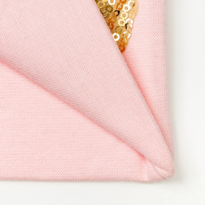 Набор шапка/снуд с сердцем из пайеток, св.розовый, р-р 54/58 см