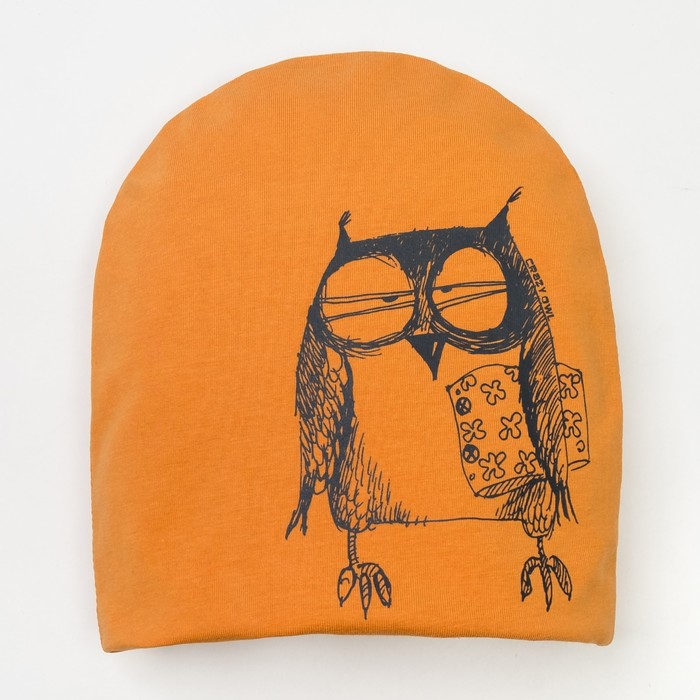 Двухслойная шапка Сова, (НФ-00022545), горчица, р-р 50-54 см