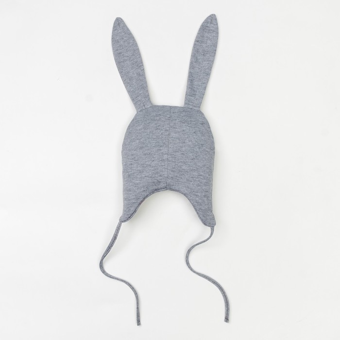 Шапка-зайчик, серый меланж, р-р 36-40 см