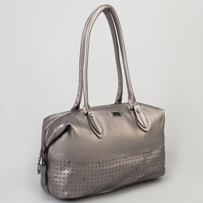 Сумка женская, отдел на молнии, наружный карман, цвет серый