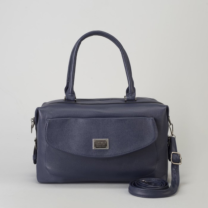 Сумка женская, отдел на молнии, 2 наружных кармана, длинный ремень, цвет синий