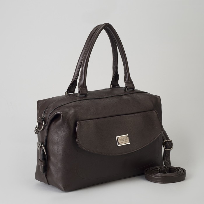 Сумка женская, отдел на молнии, 2 наружных кармана, длинный ремень, цвет кофе