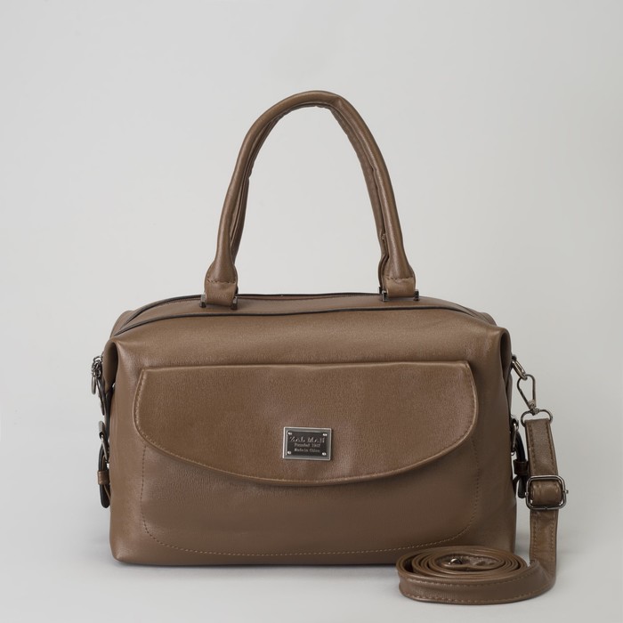 Сумка женская, отдел на молнии, 2 наружных кармана, длинный ремень, цвет хаки