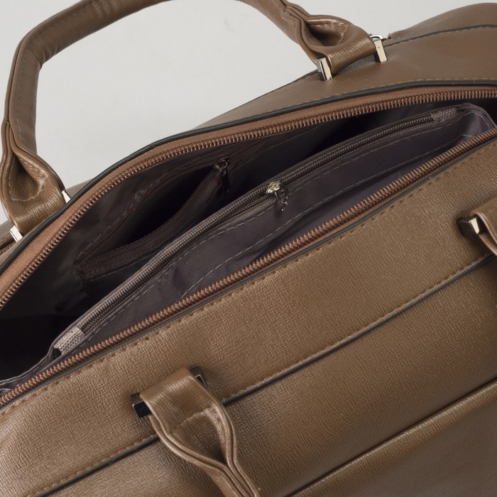 Сумка женская, отдел на молнии, 2 наружных кармана, длинный ремень, цвет хаки