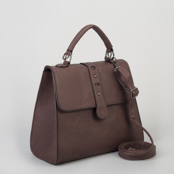 Сумка женская, отдел на молнии, наружный карман, длинный ремень, цвет кофе