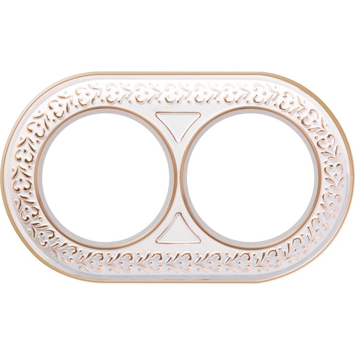 Рамка на 2 поста WL70-frame-02, цвет белое золото