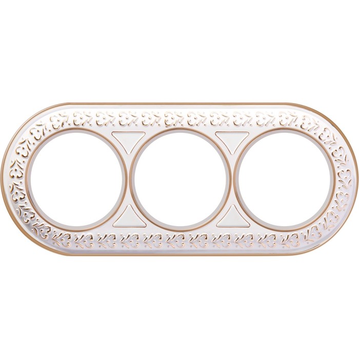 Рамка на 3 поста WL70-frame-03, цвет белое золото