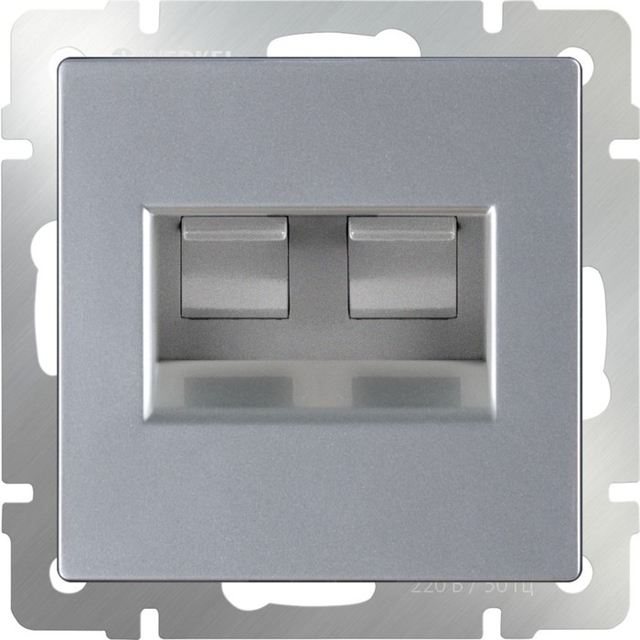 Розетка телефонная RJ-11 и Еthernet RJ-45 WL06-RJ11+RJ45, цвет серебряный