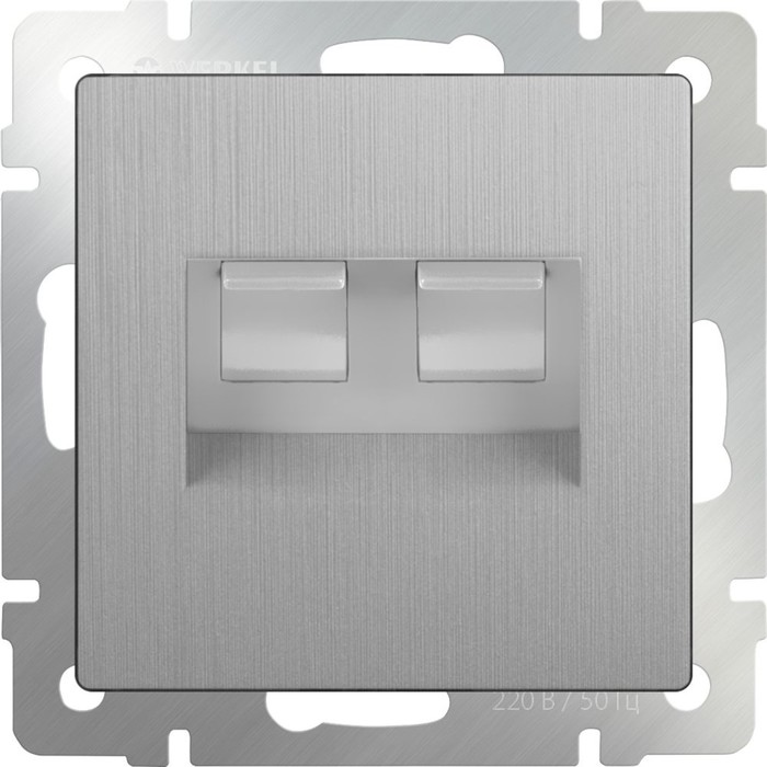 Розетка телефонная RJ-11 и Еthernet RJ-45 WL09-RJ11-45, цвет cеребряный