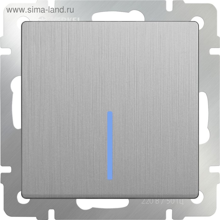 

Выключатель одноклавишный с подсветкой WL09-SW-1G-LED, цвет cеребряный