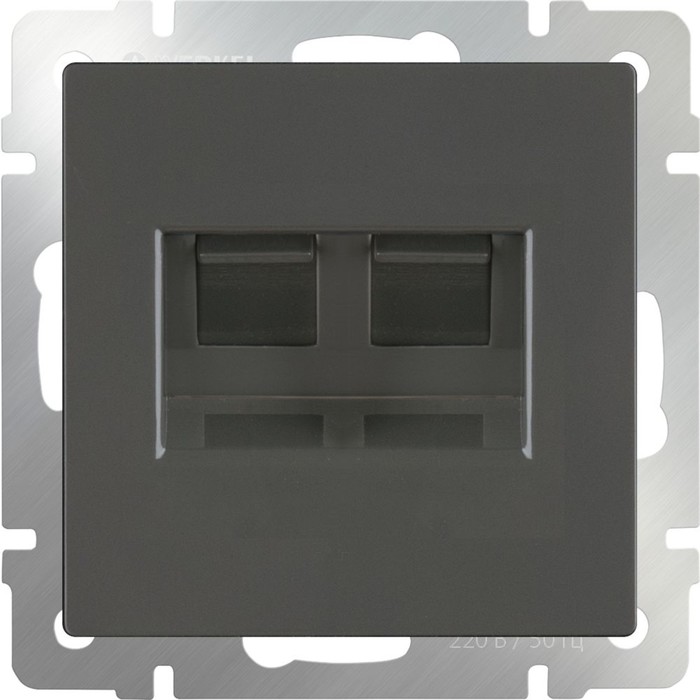 Розетка телефонная RJ-11 и Еthernet RJ-45 WL07-RJ11+RJ45, цвет серо-коричневый