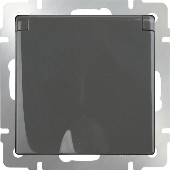 Розетка влагозащ. с зазем. с защит. крышкой и шторками WL07-SKGSC-01-IP44, цвет серо-коричневый 3