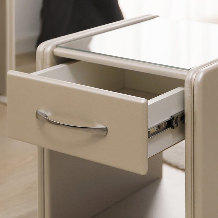 Тумба «Алеро», узкая, 1 ящик, 41 × 43 × 53 см, экокожа, цвет бежевый