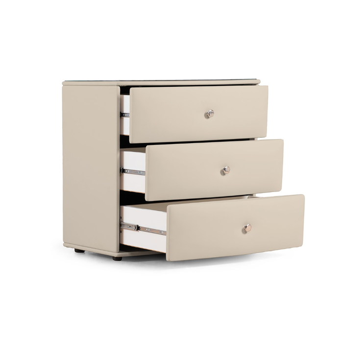 Комод «Люнетта», 3 ящика, 76 × 50,5 × 75 см, экокожа, цвет бежевый