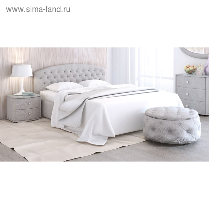 Кровать «Пальмира» с ПМ, 160×200 см, премиум рогожка, цвет дымчатый кварц 37668
