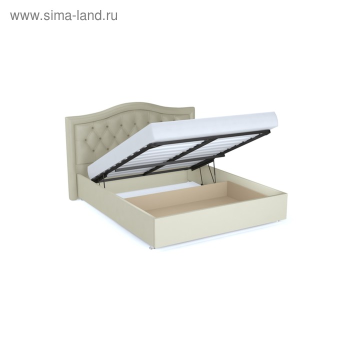 фото Кровать «ротонда» с пм, 1400 × 2000 мм, встроенное основание, экокожа, цвет nice beige архитектория