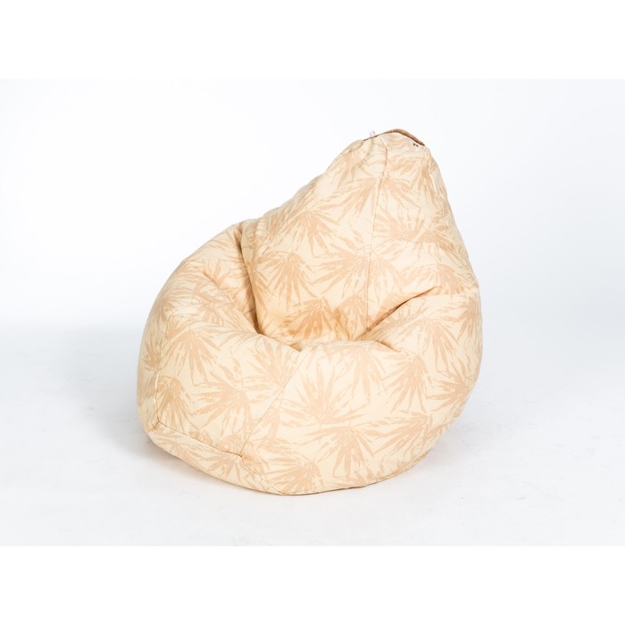 Кресло-мешок «ГРУША», малое, ширина 60 см, высота 85 см, бежевые листья, жаккард