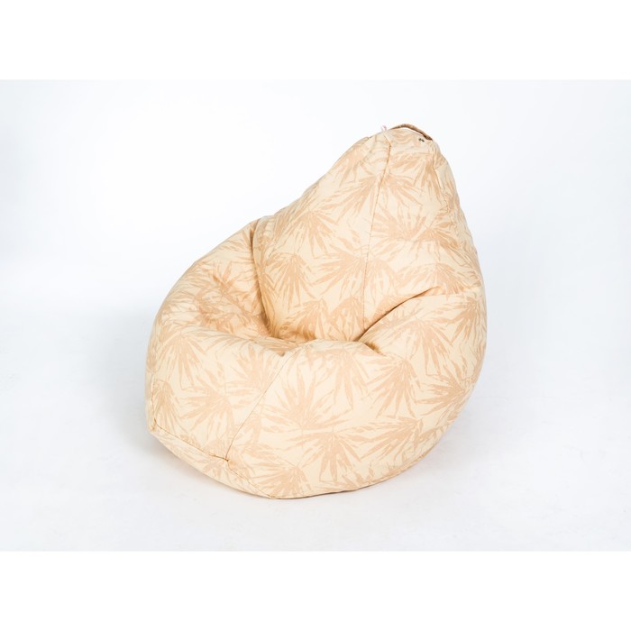 Кресло-мешок «ГРУША», среднее, ширина 75 см, высота 110 см, бежевые листья, жаккард