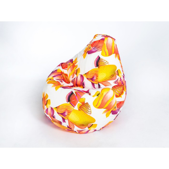 Кресло-мешок «ГРУША», малое, ширина 60 см, высота 85 см, морские рыбки, жаккард