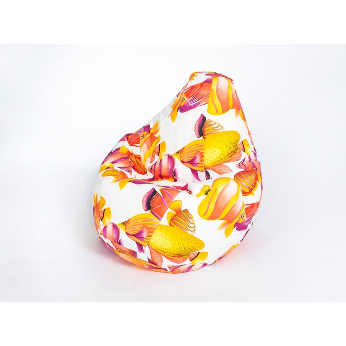 Кресло-мешок «ГРУША», среднее, ширина 75 см, высота 110 см, морские рыбки, жаккард