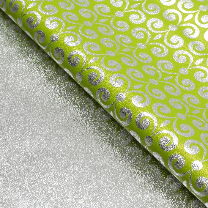 Плёнка с металлизированная "Узоры", цвет салатовый, 50 х 70 см