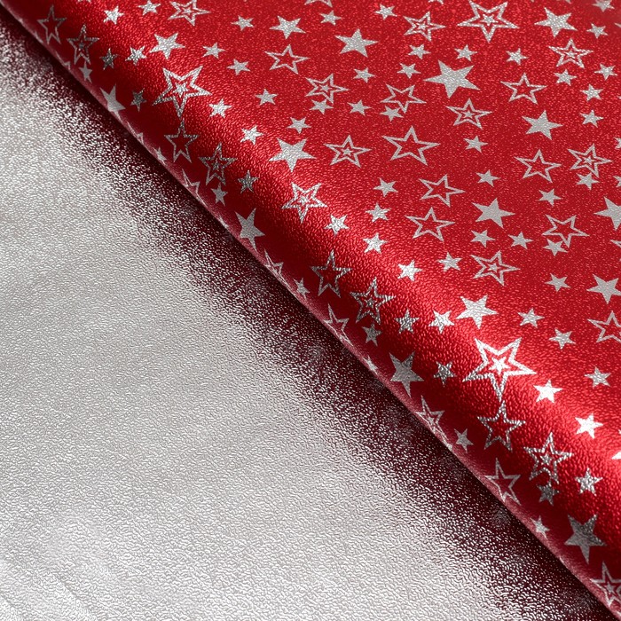 Плёнка с металлизированная "Звезды", цвет красный, 50 х 70 см