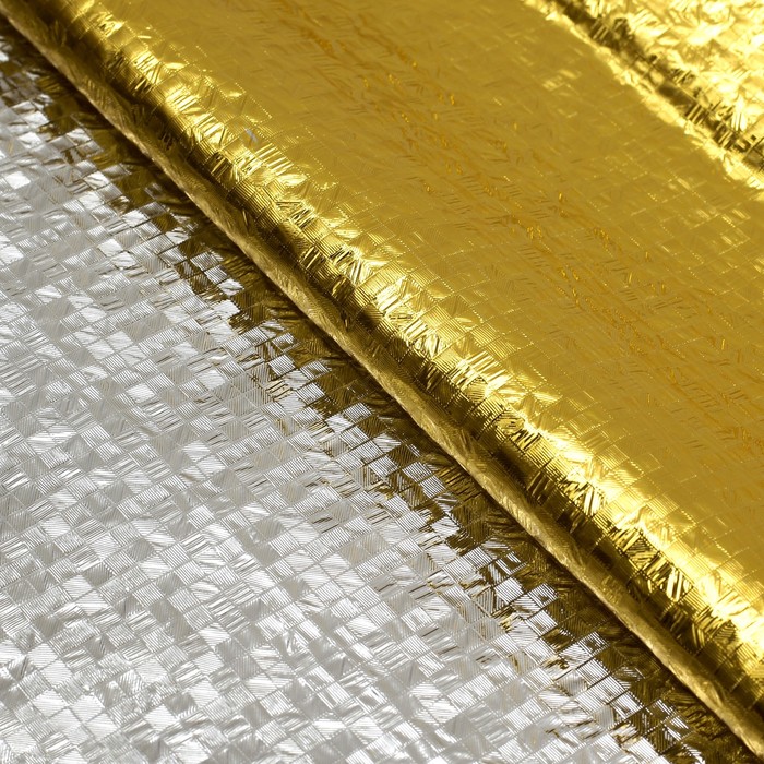 Плёнка с металлизированная "Клетка", цвет золотой, 50 х 70 см