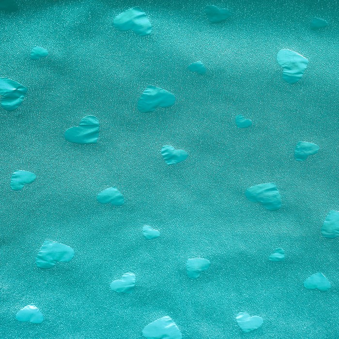 Плёнка с металлизированная "Сердца", цвет бирюзовый, 50 х 70 см