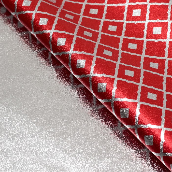 Плёнка с металлизированная "Ромбы", цвет красный, 50 х 70 см