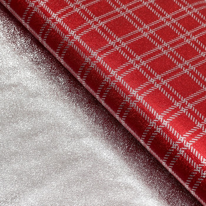 Плёнка с металлизированная "Клетка", цвет красный, 50 х 70 см