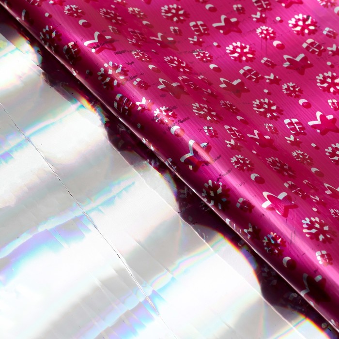 Пленка металлизированная "Снегопад", розовый, 50 х 70 см