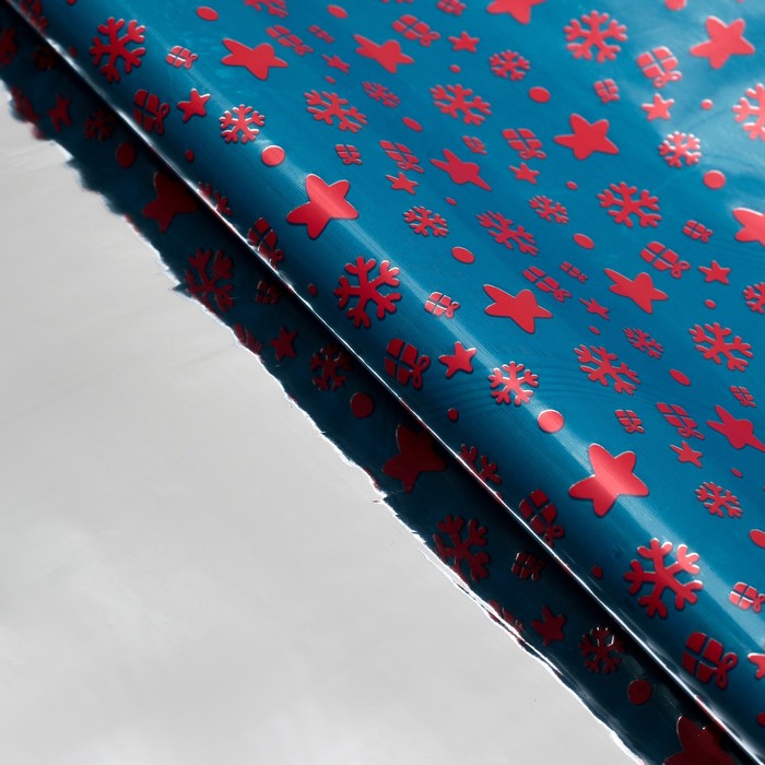 Пленка металлизированная "Снегопад", синий, 50 х 70 см