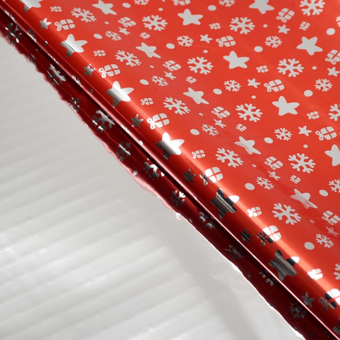 Пленка металлизированная "Снегопад", красный, 50 х 70 см