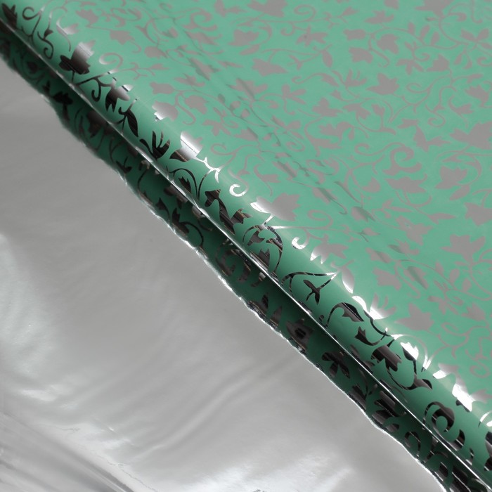 Пленка металлизированная "Цветочные узоры", зелёный, 50 х 70 см
