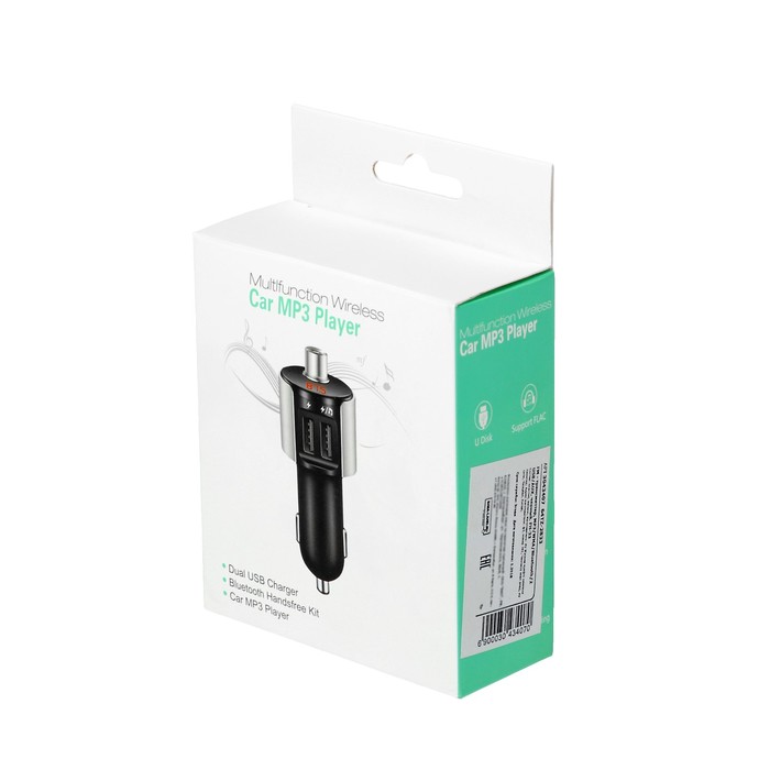 FM - трансмиттер, MP3/WMA/Bluetooth/2 USB, черный, FH-33