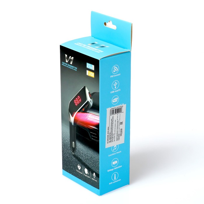 FM - трансмиттер, MP3/WMA/Bluetooth/USB/AUX/MicroSD, черный, FH-34