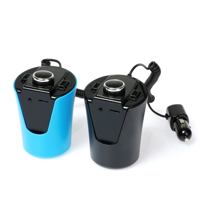 FM - трансмиттер в подстаканник, MP3/WMA/Bluetooth/USB/AUX/MicroSD, цвет микс, FH-35