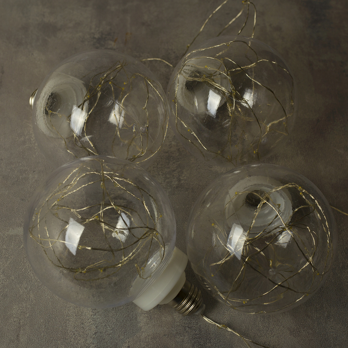 НИТЬ "Лампочки" 1,5 м, 4 х12 см, 100 LED-12V, адаптер в комплекте, ТЕПЛЫЙ БЕЛЫЙ