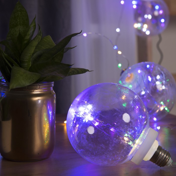 НИТЬ "Лампочки" 1,5 м, 4 х12 см, 100 LED-12V, адаптер в комплекте, МУЛЬТИ