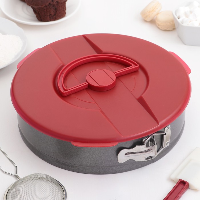 Форма для выпечки с а/п покрытием, переносная "Жаклин" с крышкой 27,5х7,5 см цвет МИКС